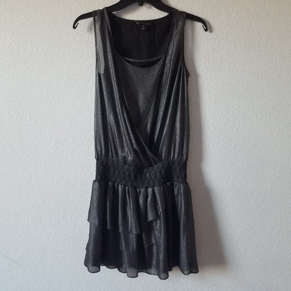 Banana Republic Metallic Surplice Layered Drop Waist Dress Size 0 Petite